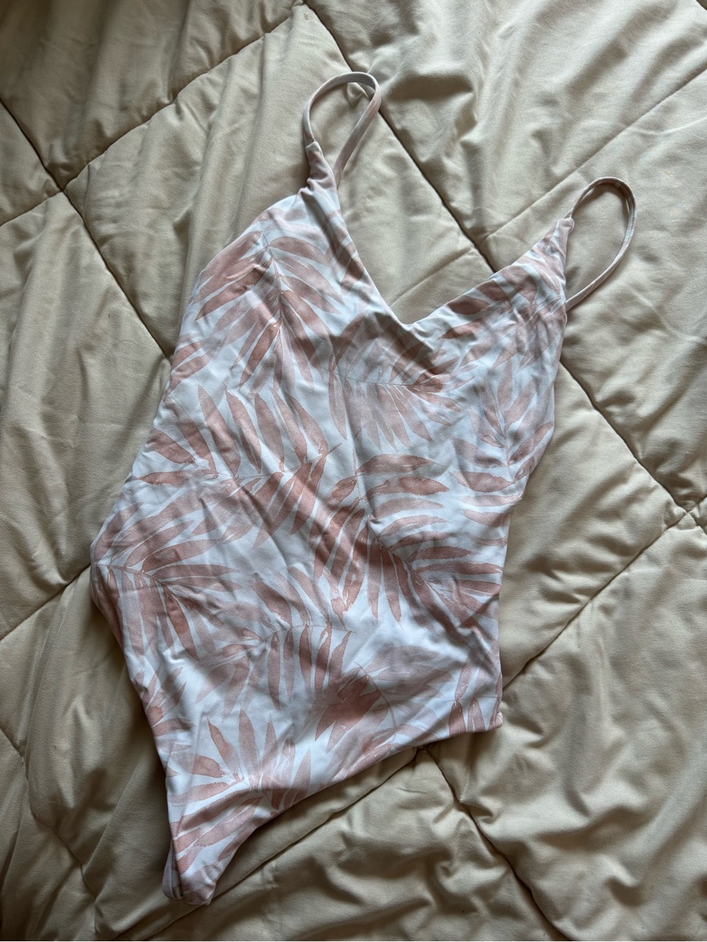 Midori Blush Leaf Print One-Piece Swim Bodysuit
